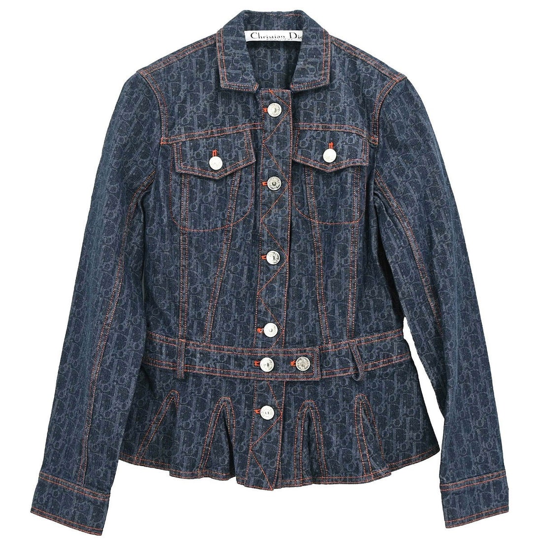 Dior Trotter Navy Denim Single-Breasted Women's Jacket FR 38 (1 of 13)