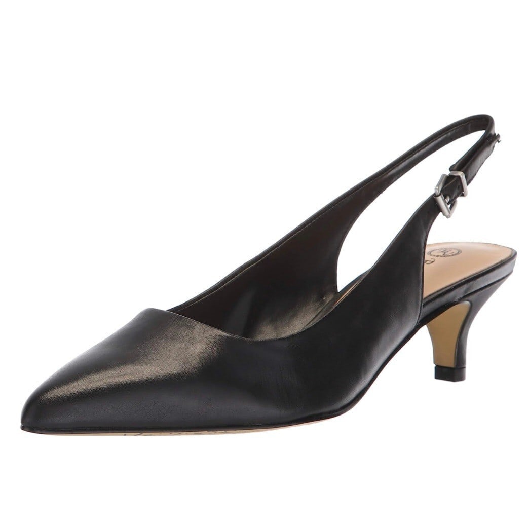 Bella Vita Scarlett Black Leather Slingback Pumps 9.5N Kitten Heel: Bella Vita Scarlett Black Leather Slingback Pumps 9.5N Kitten Heel Introducing the Bella Vita Scarlett Sling Back Pumps, a blend of elegance and comfort. Crafted from 100% premium black leather, these