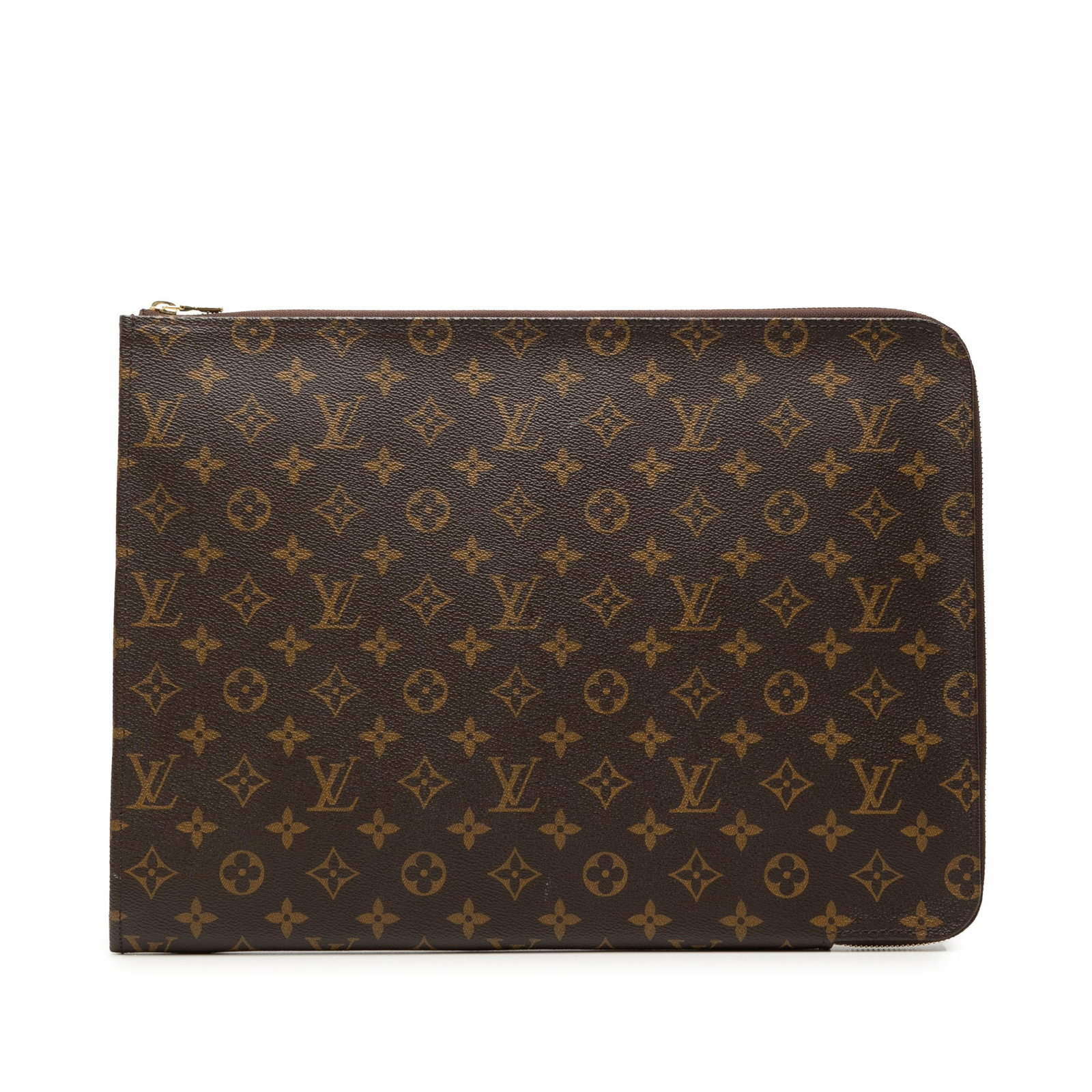 Louis Vuitton Monogram Canvas Clutch Bag with Zip Closure: Louis Vuitton Monogram Canvas Clutch Bag with Zip Closure This Louis Vuitton Monogram Poche Documents Portfolio clutch bag features the iconic monogram canvas body and a zip around closure. The bag is