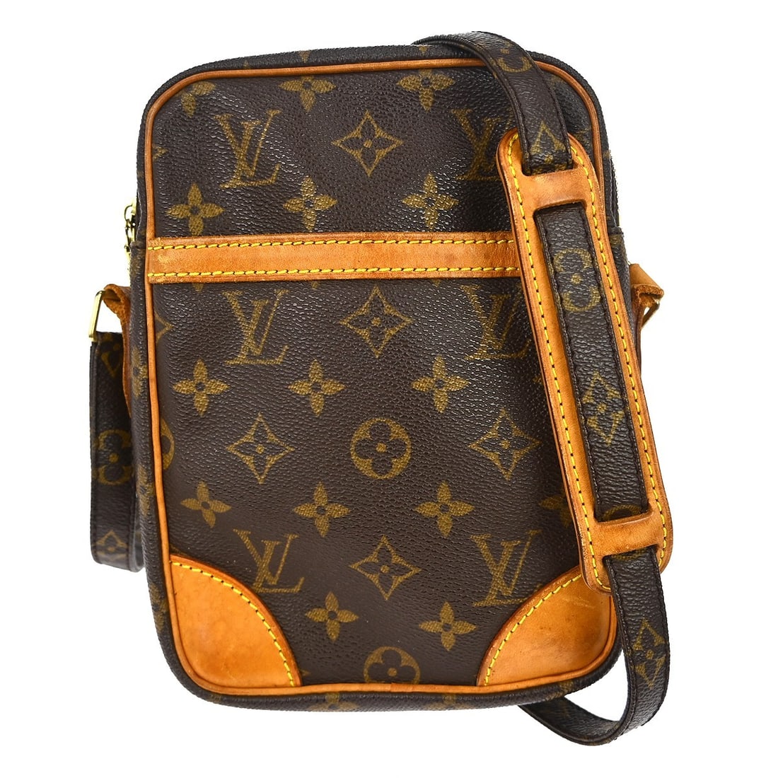 Louis Vuitton Danube Monogram Canvas Crossbody Shoulder Bag M45266: Louis Vuitton Danube Monogram Canvas Crossbody Shoulder Bag M45266 This Louis Vuitton Danube shoulder bag features the iconic Monogram canvas leather with brown leather trim and accents. Designed in a