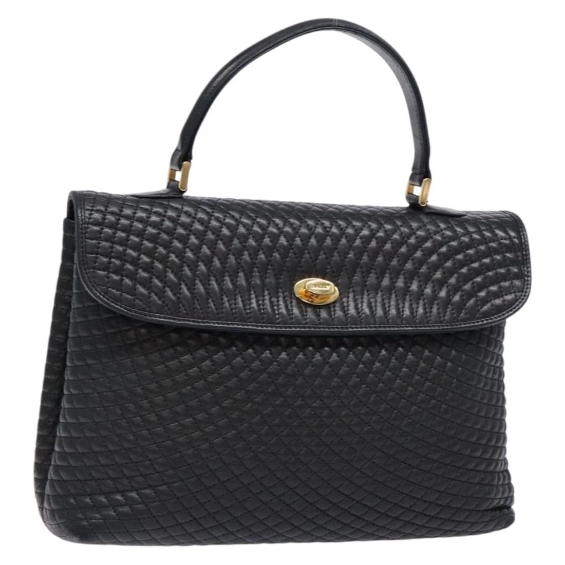 BALLY Quilted Leather Hand Bag Gold Black Made in Italy: BALLY Quilted Leather Hand Bag Gold Black Made in Italy This authentic BALLY quilted hand bag features a luxurious combination of gold and black leather, making it a stylish accessory for any occasion