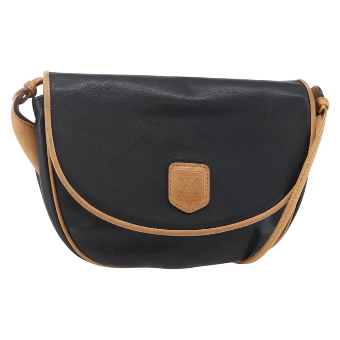 Celine Black Leather Flap Shoulder Bag 18cm by 17cm by 3cm: Celine Black Leather Flap Shoulder Bag 18cm by 17cm by 3cm This Celine flap shoulder bag is crafted from black leather, designed for female use. It features a compact silhouette with dimensions of 18c