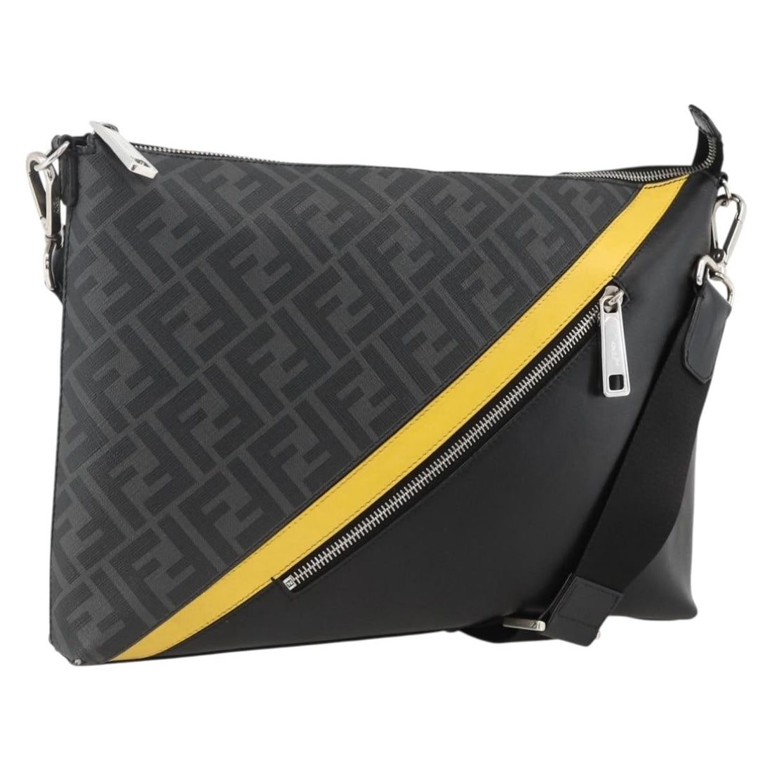 Fendi Zucca Canvas Black and Silver Women's Shoulder Bag: Fendi Zucca Canvas Black and Silver Women's Shoulder Bag This FENDI Zucca Canvas shoulder bag features a classic black and silver color scheme and is crafted from signature Zucca canvas. Designed for 