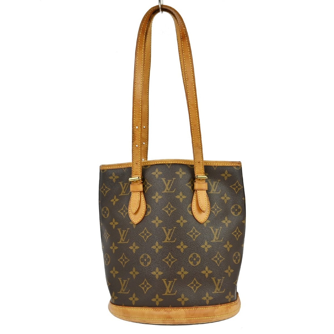 Louis Vuitton Petite Bucket Monogram Canvas Medium Shoulder Tote Bag: Louis Vuitton Petite Bucket Monogram Canvas Medium Shoulder Tote Bag This Louis Vuitton Monogram Bucket PM tote bag features the classic monogram canvas exterior with brown leather shoulder straps and
