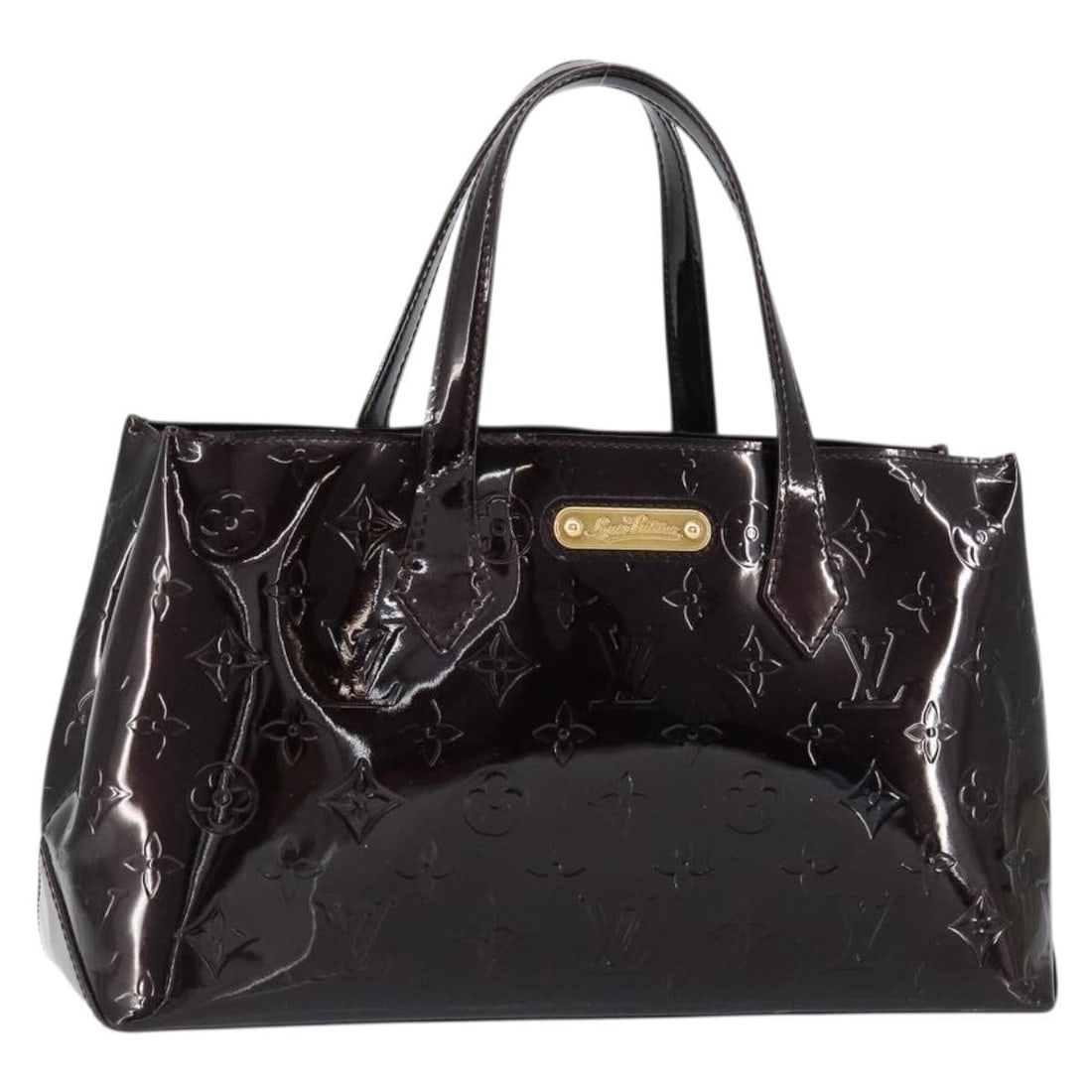 LOUIS VUITTON Monogram Vernis Wilshire PM Hand Bag Amarante M93641 Authentic: LOUIS VUITTON Monogram Vernis Wilshire PM Hand Bag Amarante M93641 Authentic Introducing the LOUIS VUITTON Monogram Vernis Wilshire PM Hand Bag in the stunning Amarante color. This exquisite hand bag 