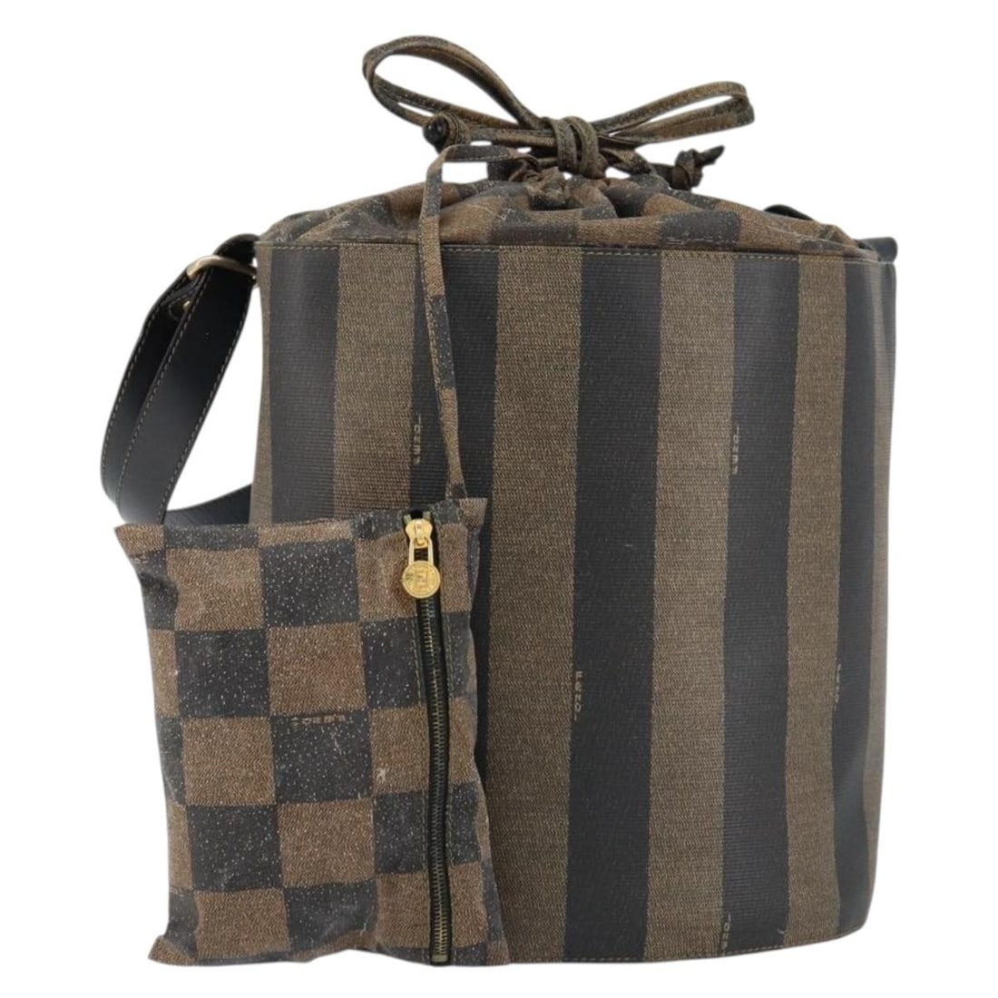 FENDI Pecan Canvas Shoulder Bag PVC Black Brown Authentic Italy (1 of 18)