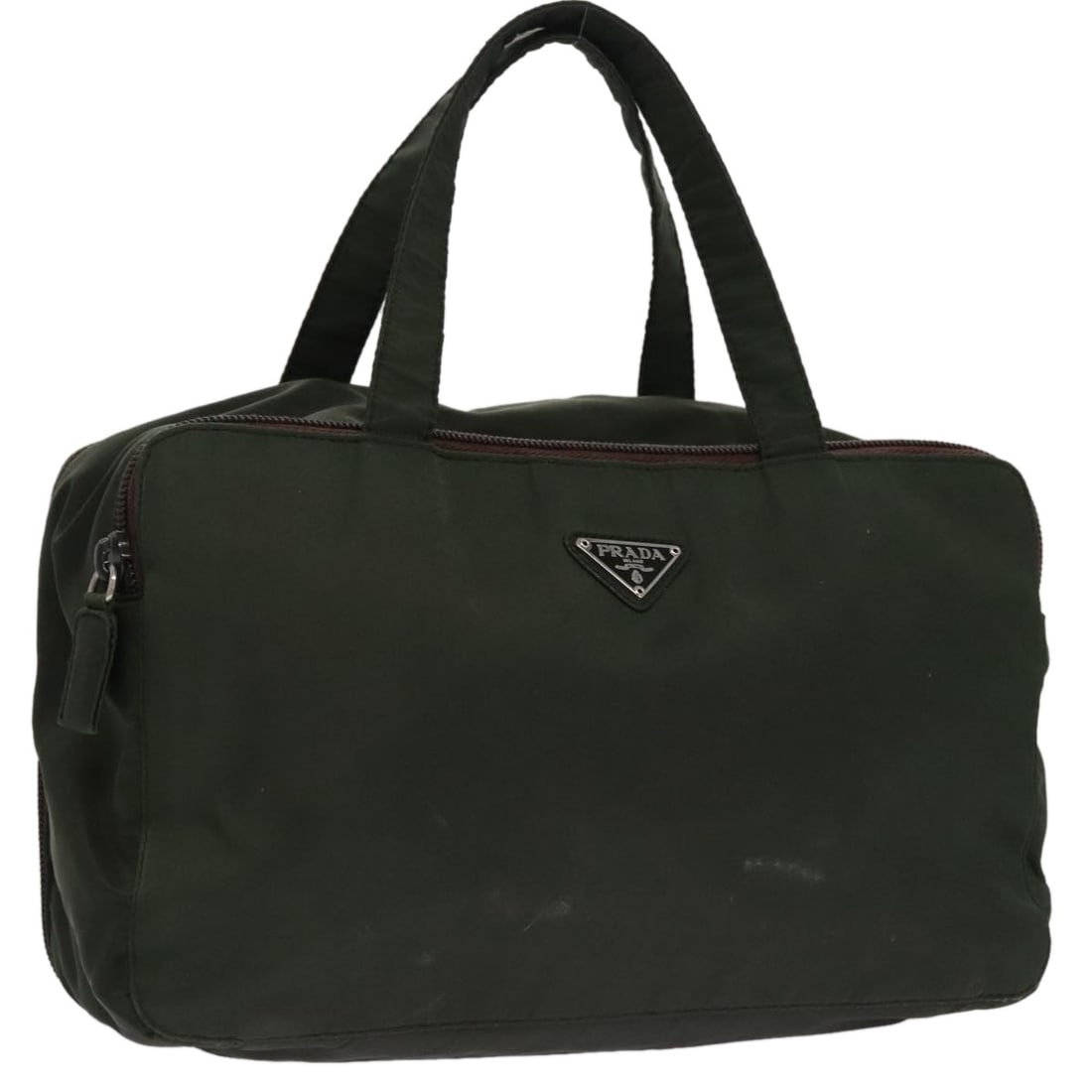 Prada green nylon women s handbag with guarantee card: Prada green nylon women s handbag with guarantee card This PRADA handbag features a green nylon exterior and is designed for women. The bag includes a guarantee card and is made in Italy. It has a com