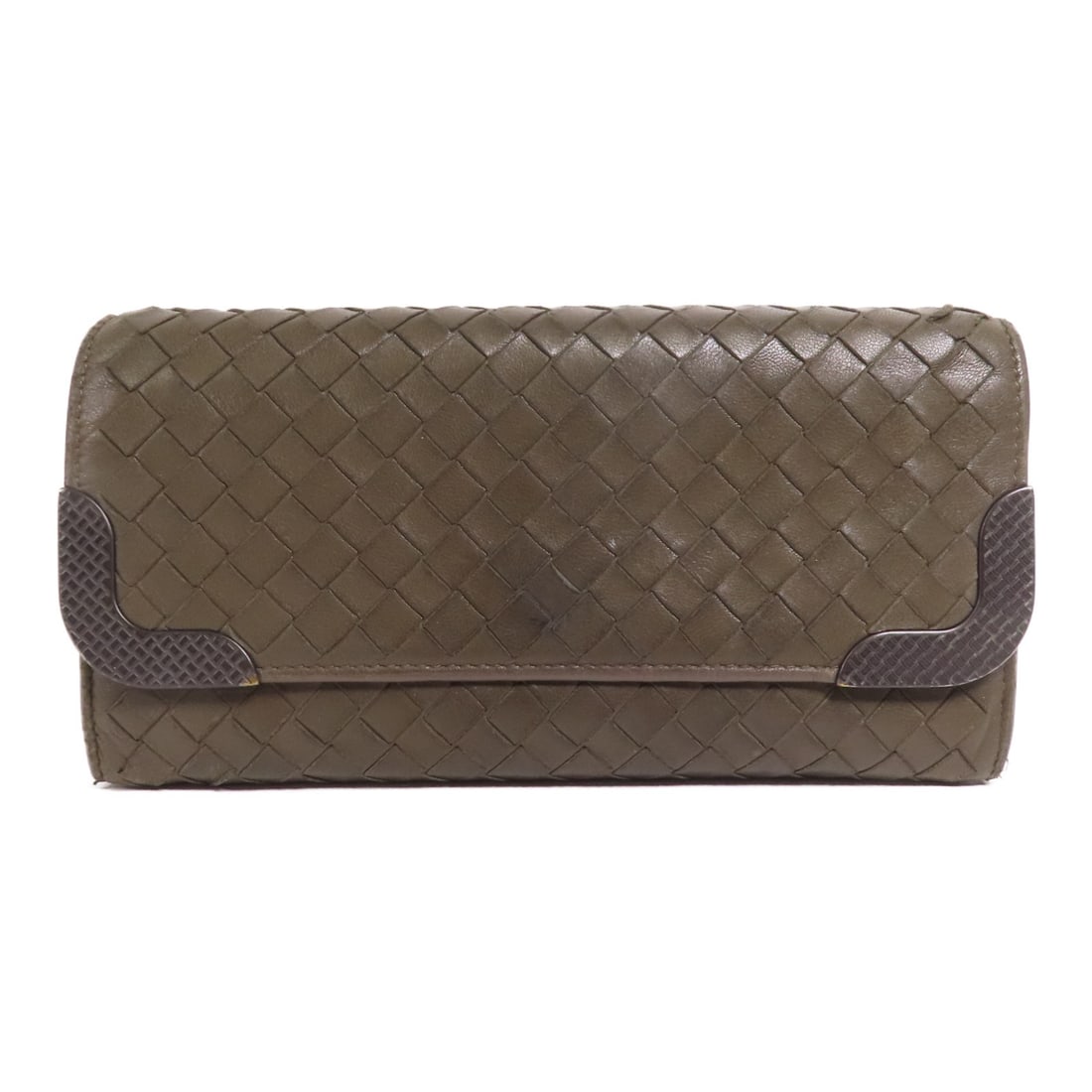 BOTTEGA VENETA Intrecciato Leather Bifold Wallet Olive Gray: BOTTEGA VENETA Intrecciato Leather Bifold Wallet Olive Gray This Bottega Veneta long wallet features a classic bifold design crafted from high-quality leather in a sophisticated olive gray hue. Perfec