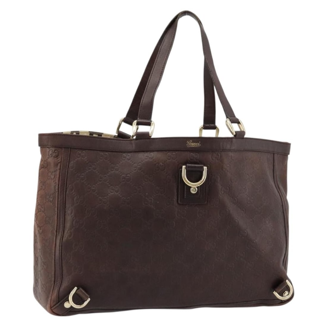 Gucci Guccissima Brown Gold Leather Tote 141472: Gucci Guccissima Brown Gold Leather Tote 141472 This GUCCI GG Canvas Guccissima tote bag features a brown and gold color scheme with leather and GG canvas construction. The tote is designed for women 