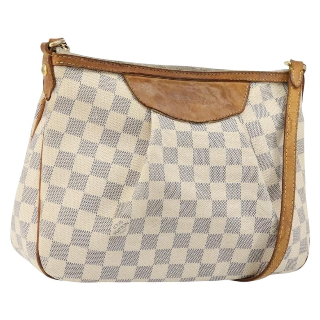 Louis Vuitton Siracusa PM Damier Azur Canvas Shoulder Bag N41113: Louis Vuitton Siracusa PM Damier Azur Canvas Shoulder Bag N41113 This Louis Vuitton Damier Azur Siracusa PM shoulder bag features the iconic Damier Azur canvas and is crafted for women. The bag offers