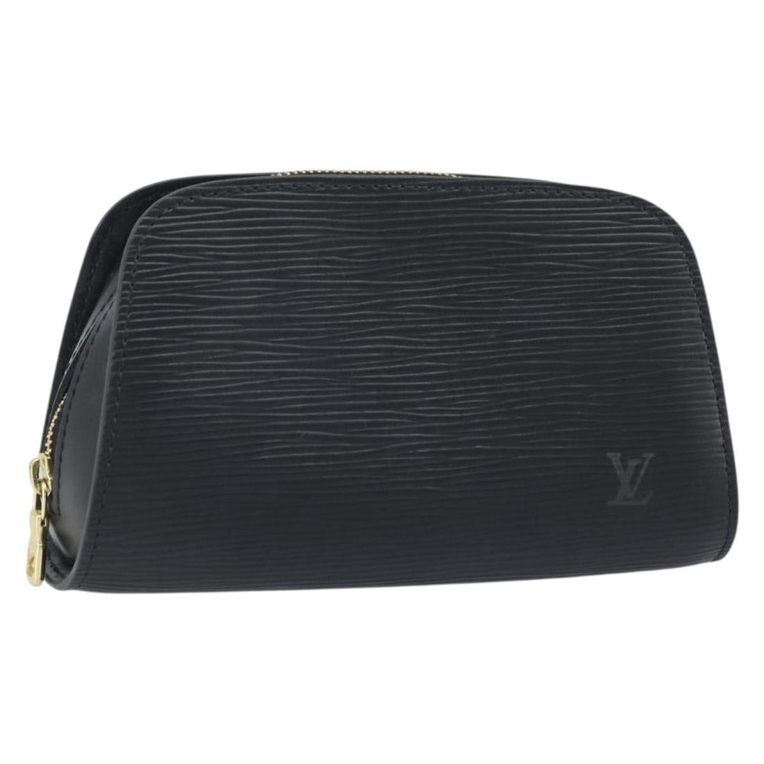 Epi Leather Dauphine PM Black Pouch by Louis Vuitton M48442: Epi Leather Dauphine PM Black Pouch by Louis Vuitton M48442 This Louis Vuitton Epi Dauphine PM Pouch in black features durable Epi leather and is designed for women. The pouch offers a compact and pra