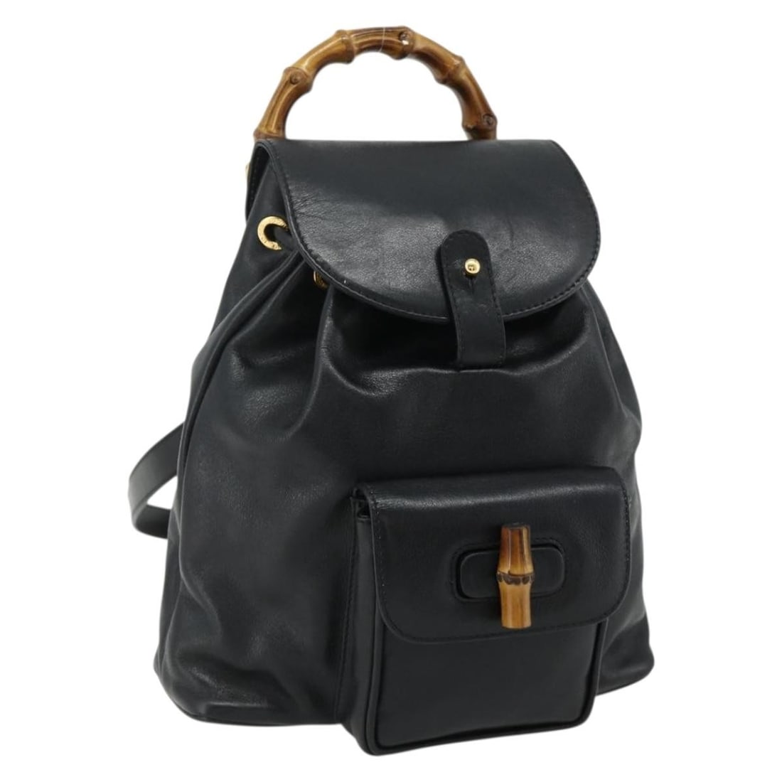 Gucci Black Leather Bamboo Backpack 003 1705 0030: Gucci Black Leather Bamboo Backpack 003 1705 0030 This GUCCI Bamboo Backpack is crafted from black leather with gold-tone accents, offering a classic and elegant look. Designed for women, this backpac