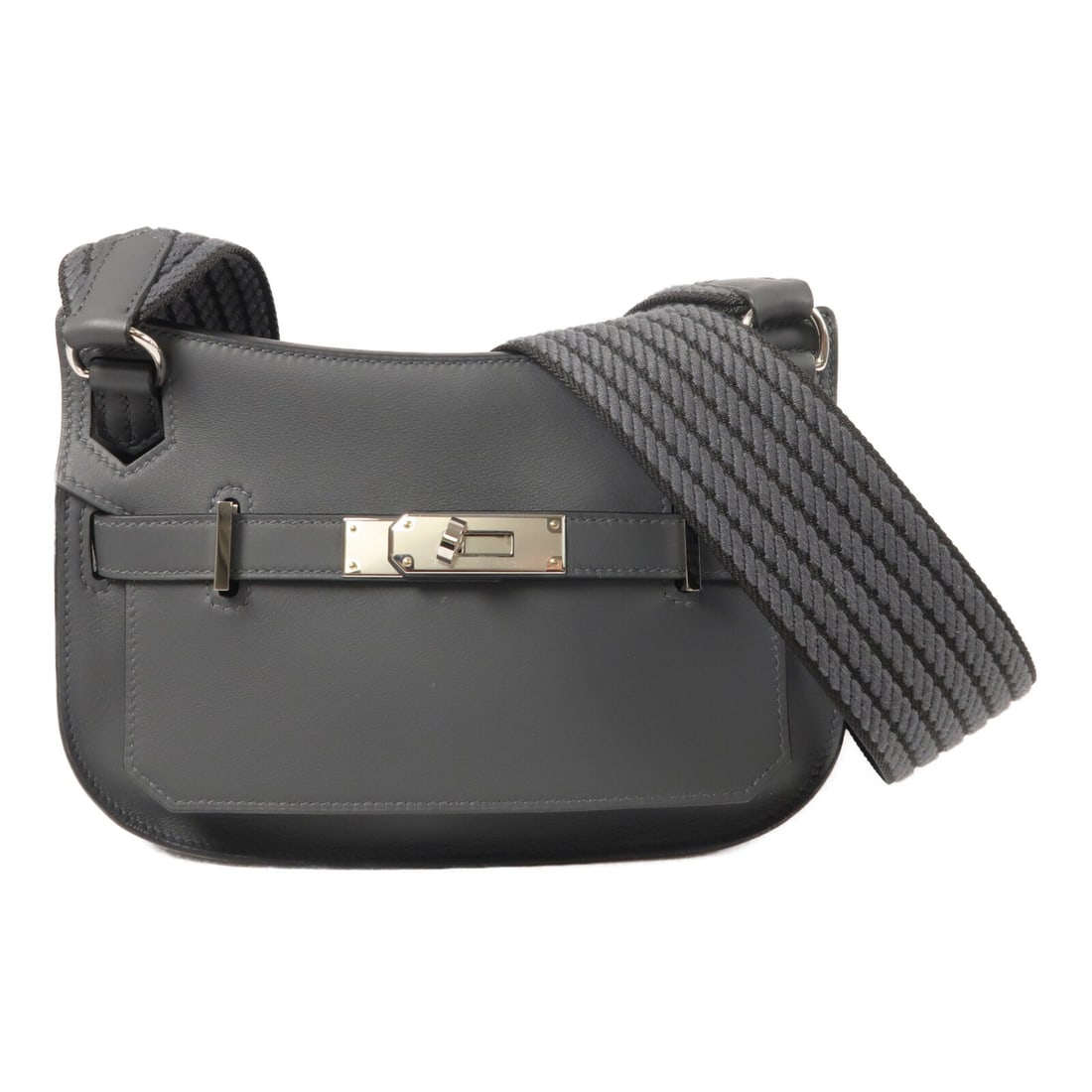 Hermes Mini Jypsiere Gray Swift Leather Shoulder Bag with Palladium Hardware: Hermes Mini Jypsiere Gray Swift Leather Shoulder Bag with Palladium Hardware This Hermes Mini Jypsiere shoulder bag is crafted from Swift calfskin leather in a Gris Misty gray color. Designed for wome