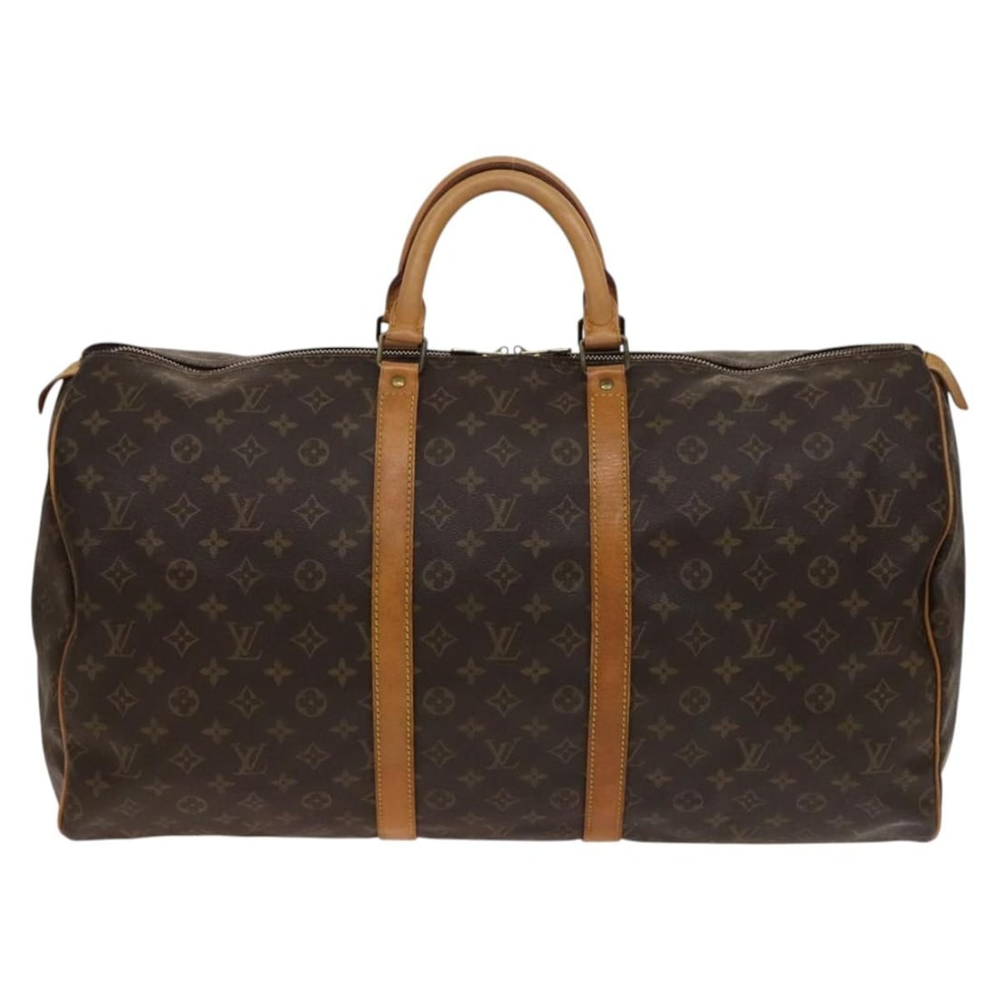 Louis Vuitton Keepall Monogram Brown Canvas Unisex Travel Bag 55cm: Louis Vuitton Keepall Monogram Brown Canvas Unisex Travel Bag 55cm This Louis Vuitton Keepall Bag features the iconic Monogram canvas in brown and is designed for unisex use. Crafted in France, it off