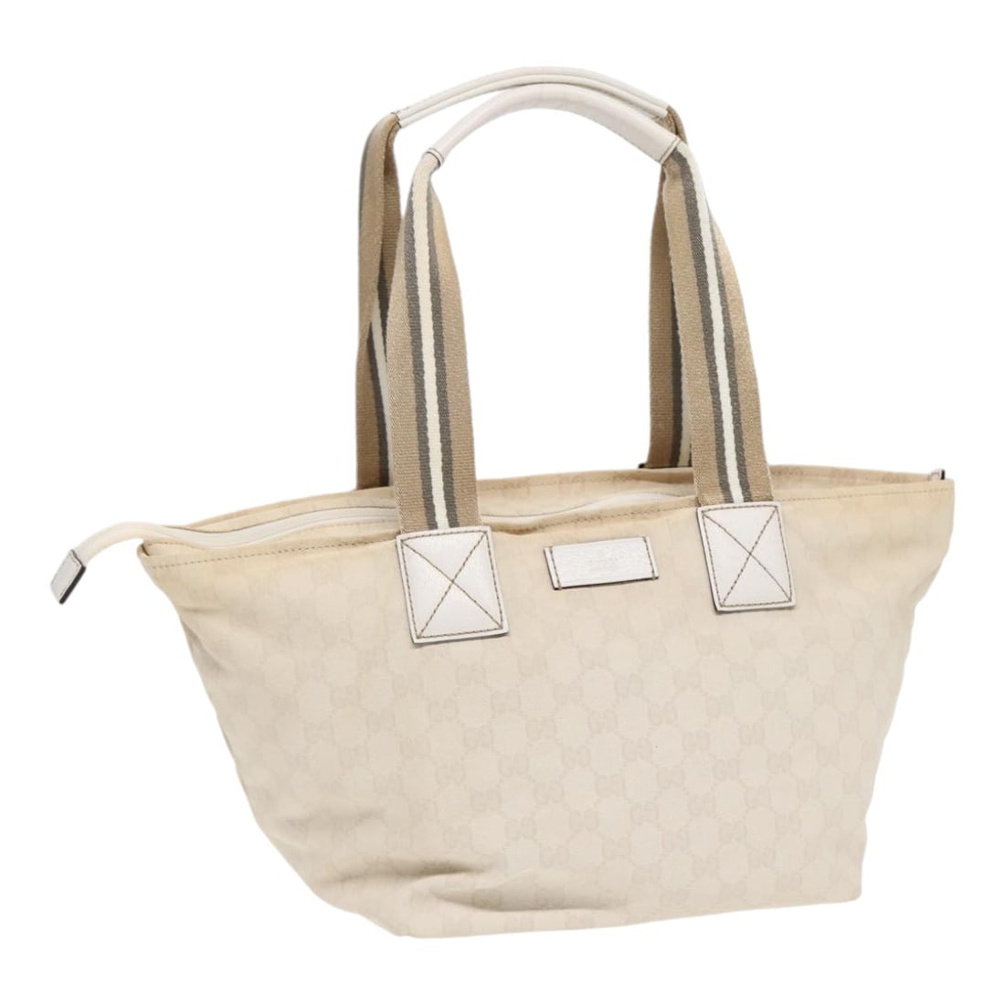 GUCCI GG Canvas White Beige Gold Tote Bag Model 131230 Italy: GUCCI GG Canvas White Beige Gold Tote Bag Model 131230 Italy This is a GUCCI GG Supreme tote bag for women, crafted from GG canvas in white, beige, and gold tones. The bag features dual handles and is