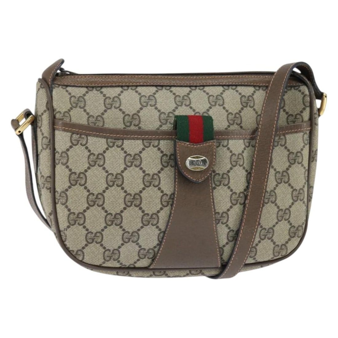 GUCCI GG Supreme Sherry Line Beige Gold PVC Shoulder Bag 89 02 032 Auth: GUCCI GG Supreme Sherry Line Beige Gold PVC Shoulder Bag 89 02 032 Auth This authentic GUCCI GG Supreme Web Sherry Line Shoulder Bag is a luxurious accessory crafted in Italy. Made from durable PVC le