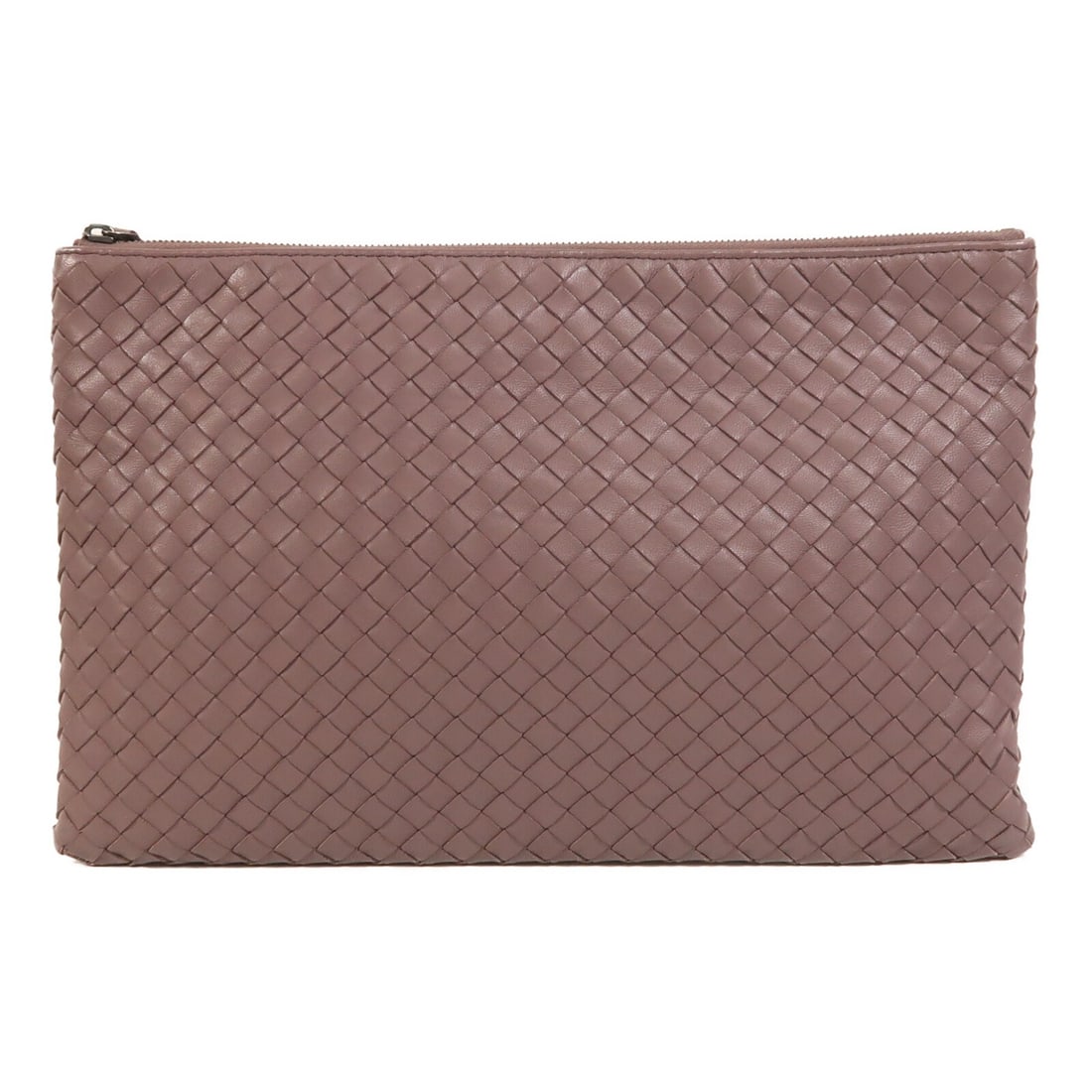 Bottega Veneta Intrecciato Calfskin Leather Clutch in Pale Purple: Bottega Veneta Intrecciato Calfskin Leather Clutch in Pale Purple This Bottega Veneta Intrecciato clutch pouch is crafted from pale purple calfskin leather, featuring the brand's signature woven desig