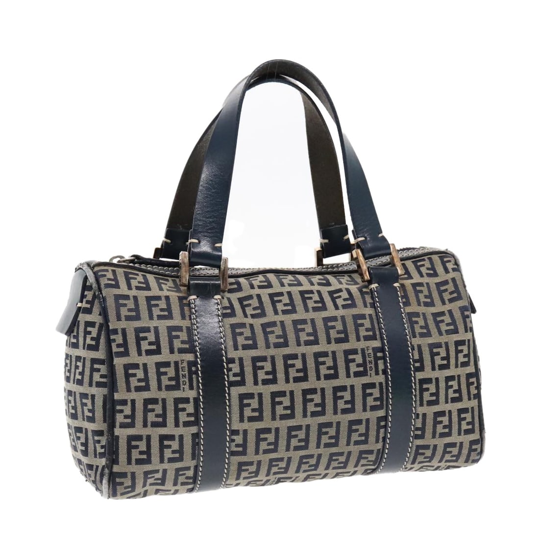 Fendi Zucchino Navy Canvas Women's Handbag with Silver Accents: Fendi Zucchino Navy Canvas Women's Handbag with Silver Accents This is a FENDI Zucchino Canvas handbag in navy and silver tones. Crafted in Italy, it features the signature Zucchino canvas exterior an