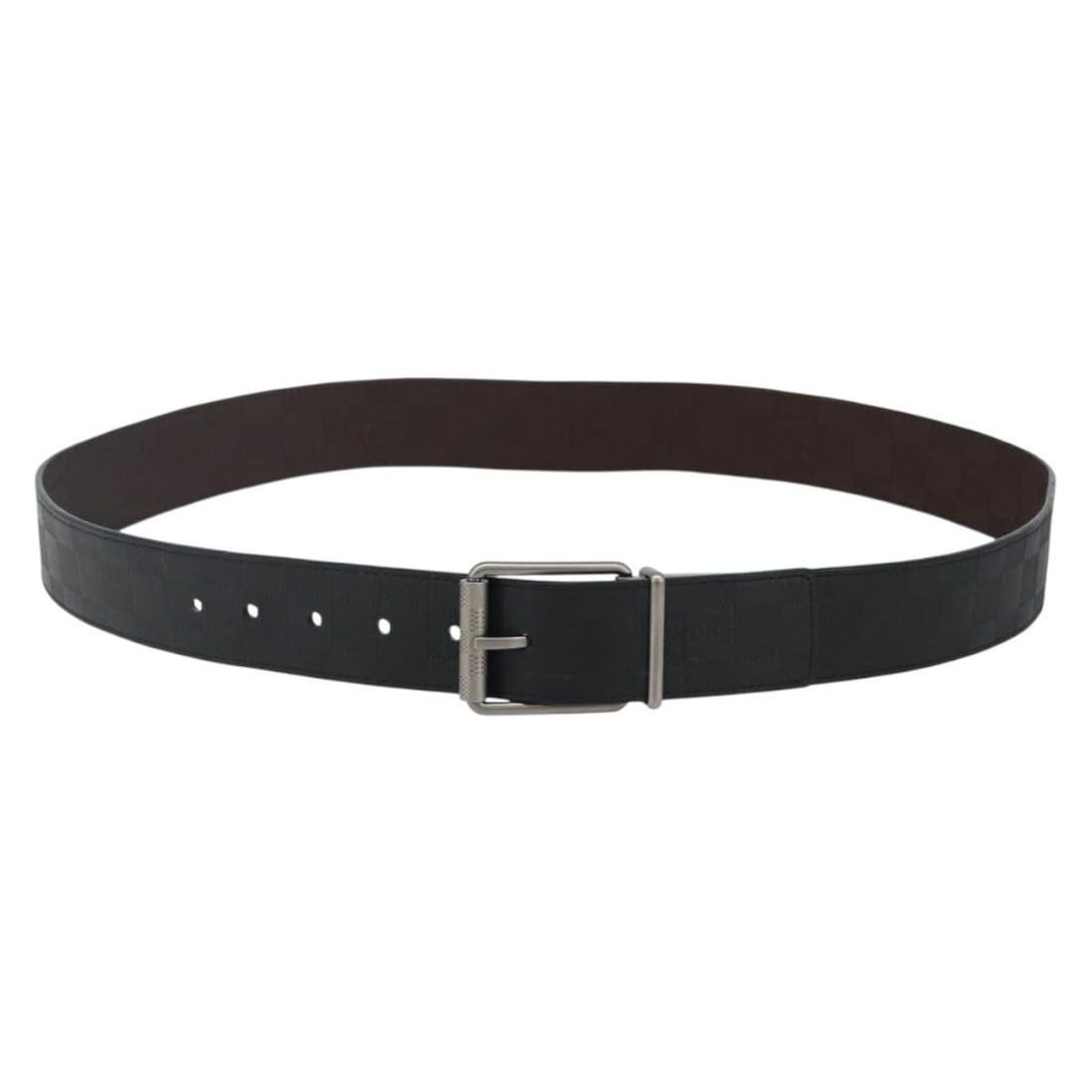 LOUIS VUITTON Damier Infini Reversible Belt Black M91450 Auth Spain: LOUIS VUITTON Damier Infini Reversible Belt Black M91450 Auth Spain Elevate your accessory collection with this Louis Vuitton Damier Infini Reversible Belt in a sophisticated black finish. Crafted fro