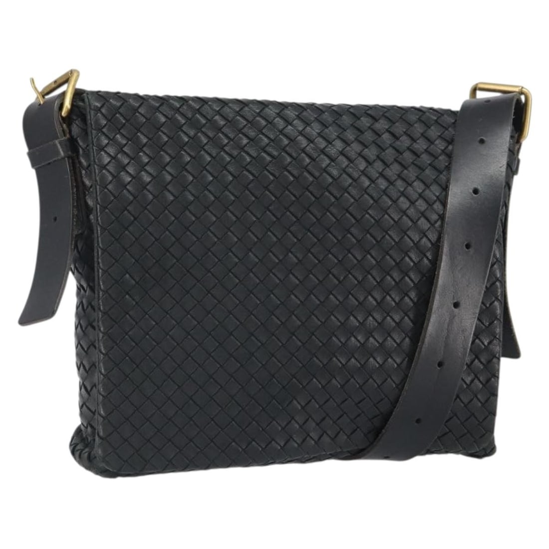 Intrecciato Black and Gold Leather Shoulder Bag by Bottega Veneta (1 of 18)