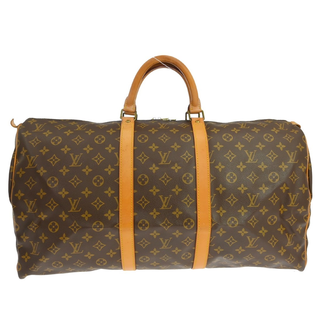 Louis Vuitton Keepall Monogram Canvas Travel Bag Brown 55cm: Louis Vuitton Keepall Monogram Canvas Travel Bag Brown 55cm This Louis Vuitton Keepall bag features the signature monogram canvas in brown and is designed for unisex use. It is a vintage piece showing
