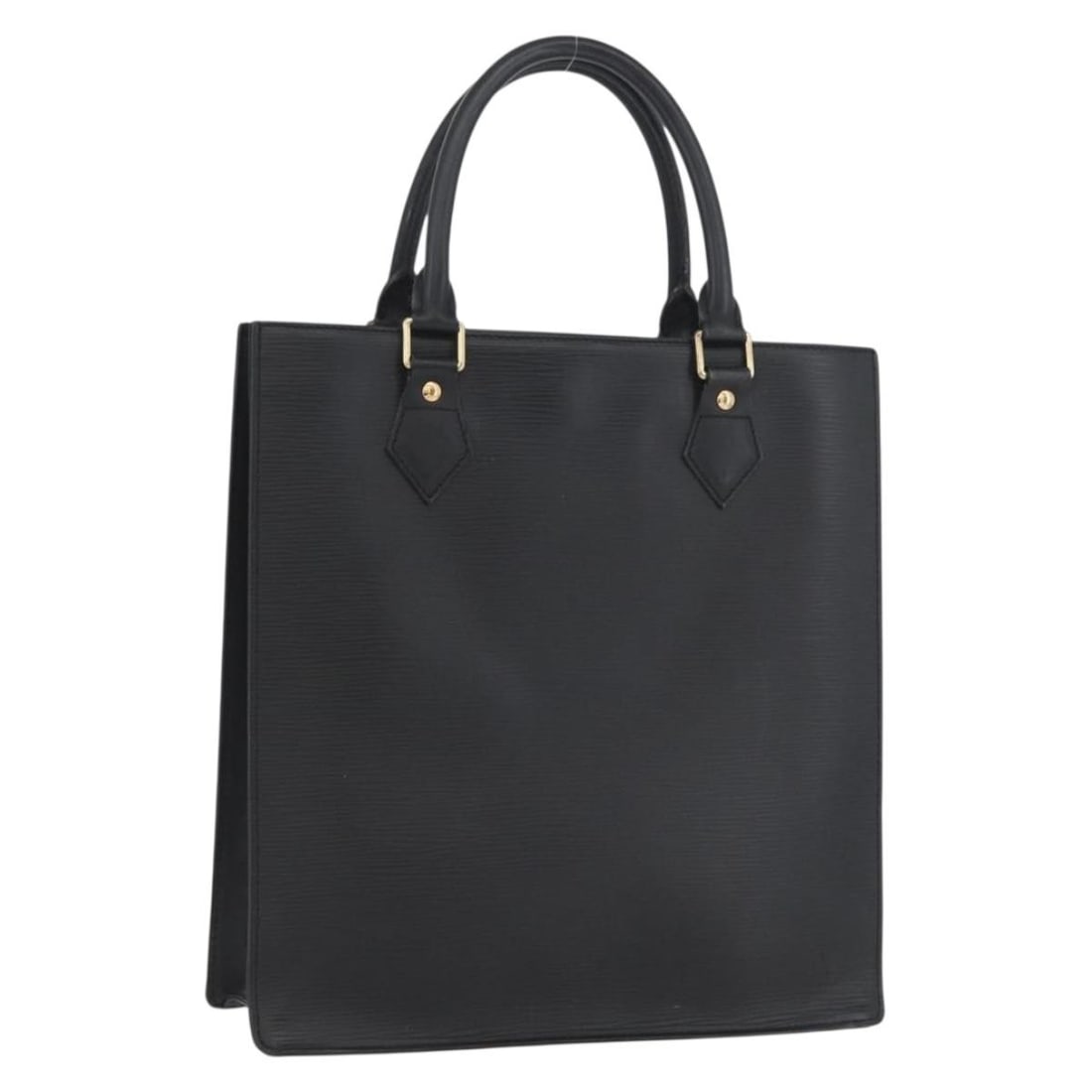 Black Epi Leather Sac Plat PM Tote by Louis Vuitton M58658: Black Epi Leather Sac Plat PM Tote by Louis Vuitton M58658 This Louis Vuitton Sac Plat PM handbag features black Epi leather and is crafted in France. The bag is designed for women and offers a struct