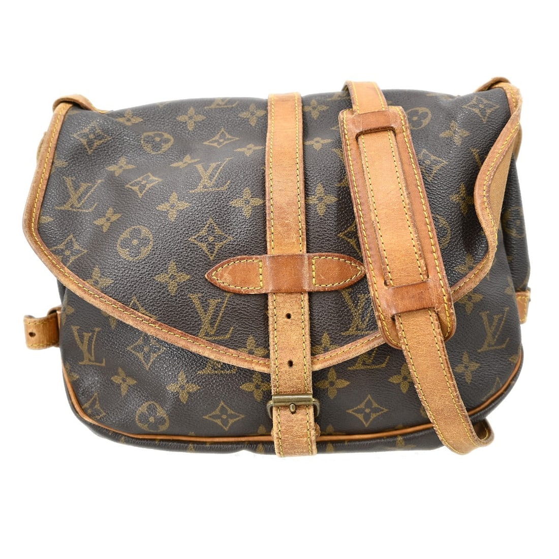 Louis Vuitton Saumur 30 Monogram Canvas Shoulder Messenger Bag: Louis Vuitton Saumur 30 Monogram Canvas Shoulder Messenger Bag This is a Louis Vuitton Saumur 30 messenger bag crafted from monogram canvas leather in brown. The medium-sized bag features a buckle fla