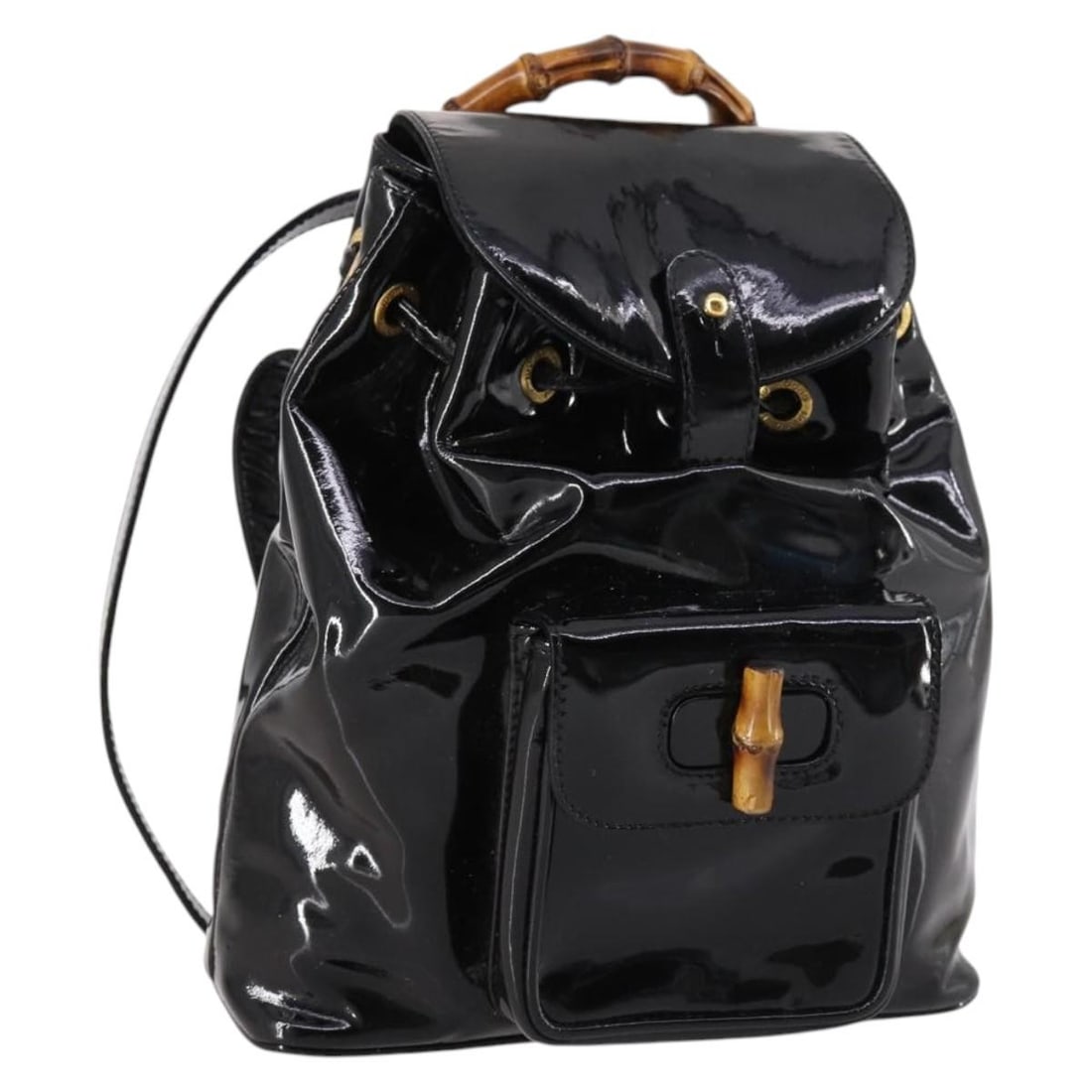 GUCCI Bamboo Enamel Backpack Black Gold 003 2058 0030 Authentic: GUCCI Bamboo Enamel Backpack Black Gold 003 2058 0030 Authentic This authentic GUCCI Bamboo Backpack showcases a sophisticated blend of black and gold enamel. Crafted in Italy, this stylish backpack f