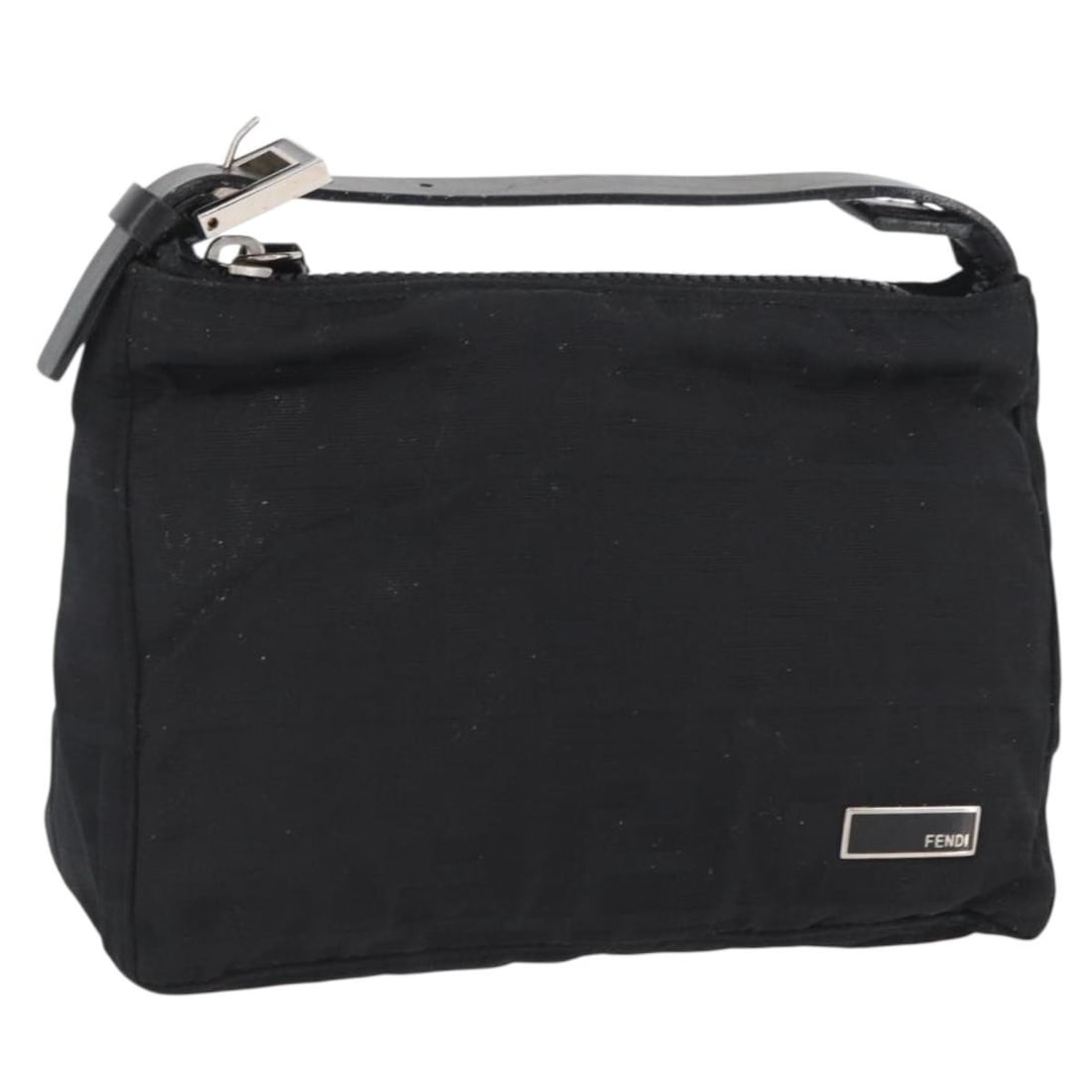 Fendi Black Silver Zucca Canvas Women's Pouch Made in Italy: Fendi Black Silver Zucca Canvas Women's Pouch Made in Italy This FENDI Zucca pouch is crafted from black and silver Zucca canvas. Designed for women, it features a compact silhouette ideal for essenti