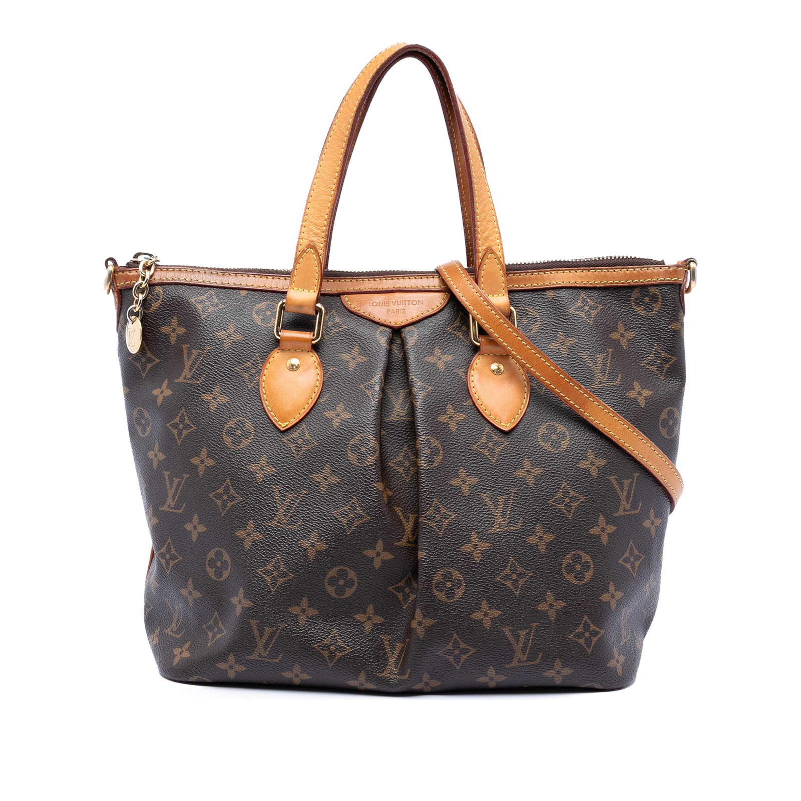 Louis Vuitton Palermo PM Brown Monogram Canvas Shoulder Bag: Louis Vuitton Palermo PM Brown Monogram Canvas Shoulder Bag The Louis Vuitton Monogram Palermo PM features a signature monogram canvas body with vachetta leather trim, flat leather handles, and a deta