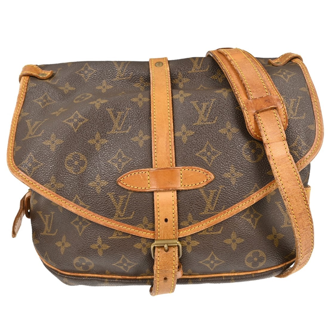Louis Vuitton Saumur 30 Monogram Canvas Brown Medium Shoulder Bag: Louis Vuitton Saumur 30 Monogram Canvas Brown Medium Shoulder Bag The Louis Vuitton Saumur 30 is a vintage medium-sized shoulder bag crafted from the brand's signature monogram canvas leather. It feat
