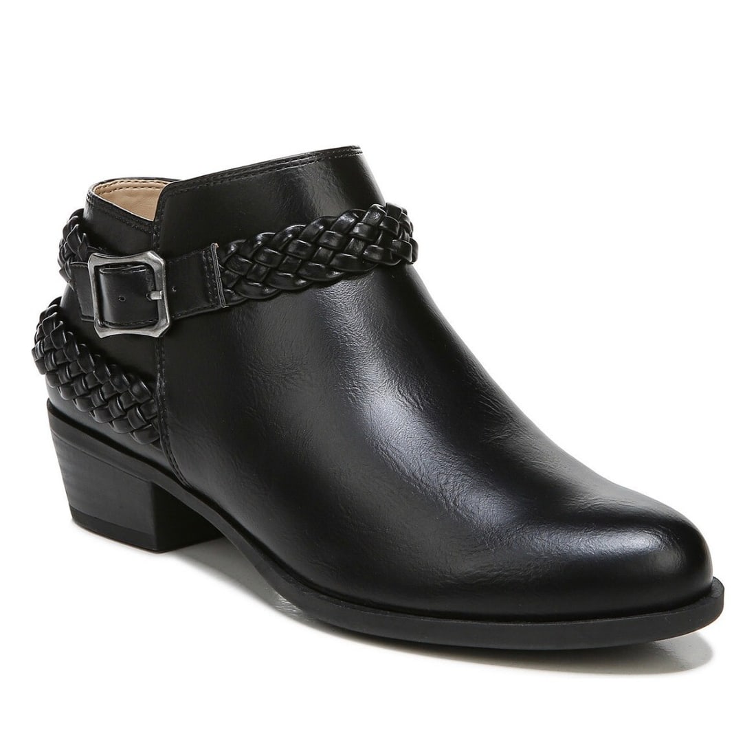 LifeStride Adriana Black Booties with Braided Detail and Memory Foam 8W: LifeStride Adriana Black Booties with Braided Detail and Memory Foam 8W Step into comfort and style with these LifeStride Adriana Booties. Designed with a round toe and adorned with braided detailing,