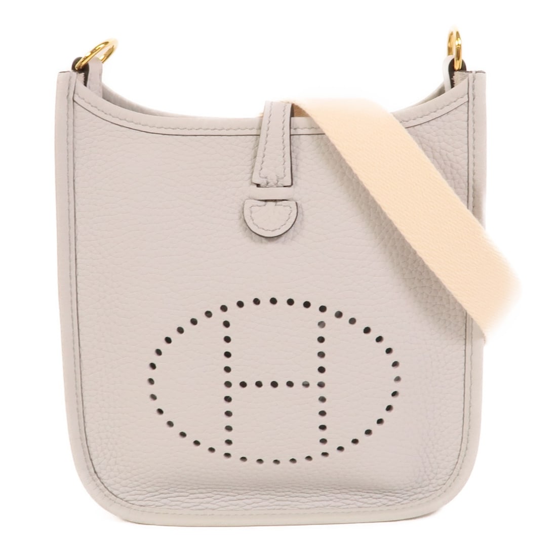 Hermes Evelyne TPM Bleu Glacier Clemence Leather Shoulder Bag GHW: Hermes Evelyne TPM Bleu Glacier Clemence Leather Shoulder Bag GHW This Hermes Evelyne TPM shoulder bag is crafted from Clemence calfskin leather in a striking blue hue. Designed for women, it features