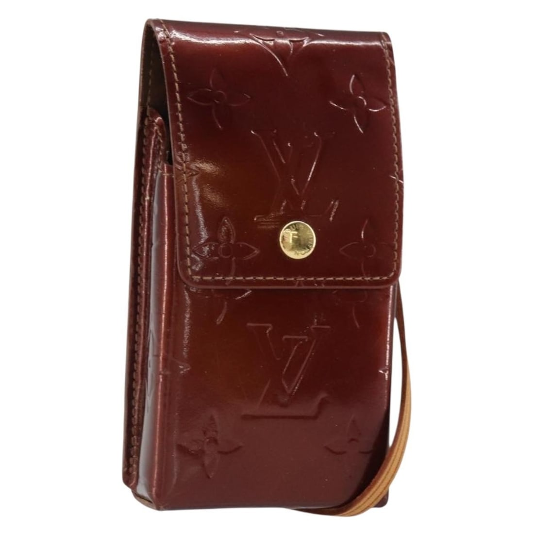 Louis Vuitton Monogram Vernis Bronze Patent Leather Cigarette Case M91156: Louis Vuitton Monogram Vernis Bronze Patent Leather Cigarette Case M91156 This Louis Vuitton Monogram Vernis cigarette case features a bronze patent leather exterior and is designed for women. The com