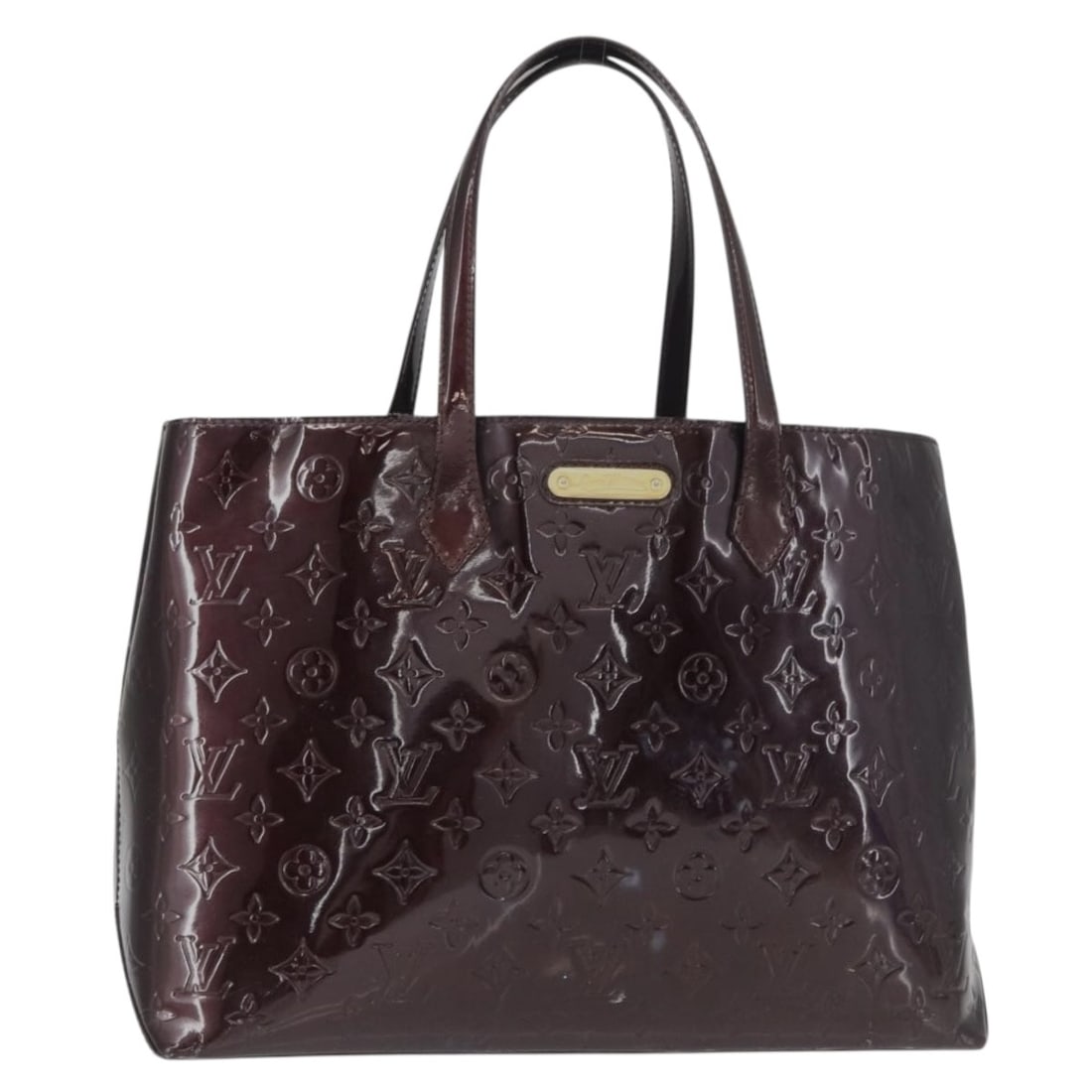 Louis Vuitton Wilshire MM Amarante Patent Leather Monogram Tote Handbag: Louis Vuitton Wilshire MM Amarante Patent Leather Monogram Tote Handbag This is a Louis Vuitton Monogram Vernis Wilshire MM handbag in Amarante patent leather, designed for women. The bag has been hea