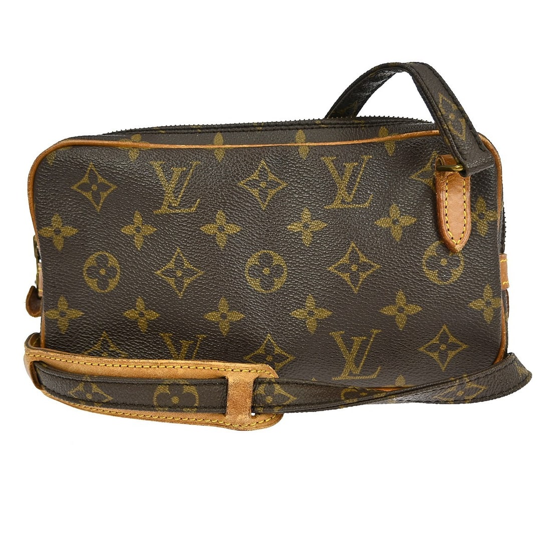Louis Vuitton Marly Bandouliere Monogram Leather Mini Crossbody Bag: Louis Vuitton Marly Bandouliere Monogram Leather Mini Crossbody Bag This Louis Vuitton Marly Bandouliere shoulder bag features the iconic Monogram pattern on brown leather with canvas lining. Designed