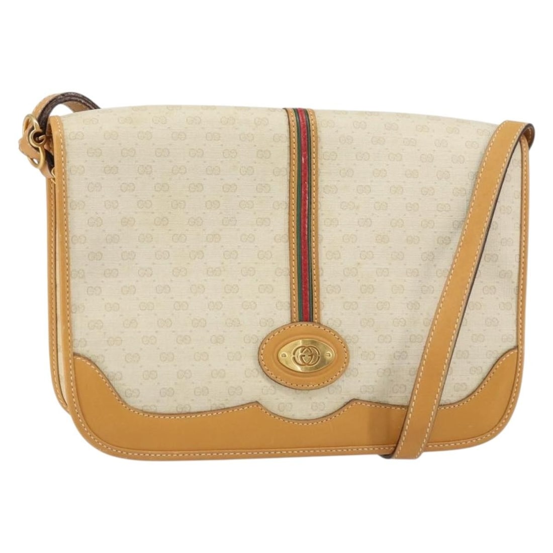 GUCCI Micro GG Supreme Sherry Shoulder Bag PVC Beige Auth 001 066 0551: GUCCI Micro GG Supreme Sherry Shoulder Bag PVC Beige Auth 001 066 0551 This authentic GUCCI Micro GG Supreme Web Sherry Line Shoulder Bag is a stylish accessory crafted from durable PVC leather with m