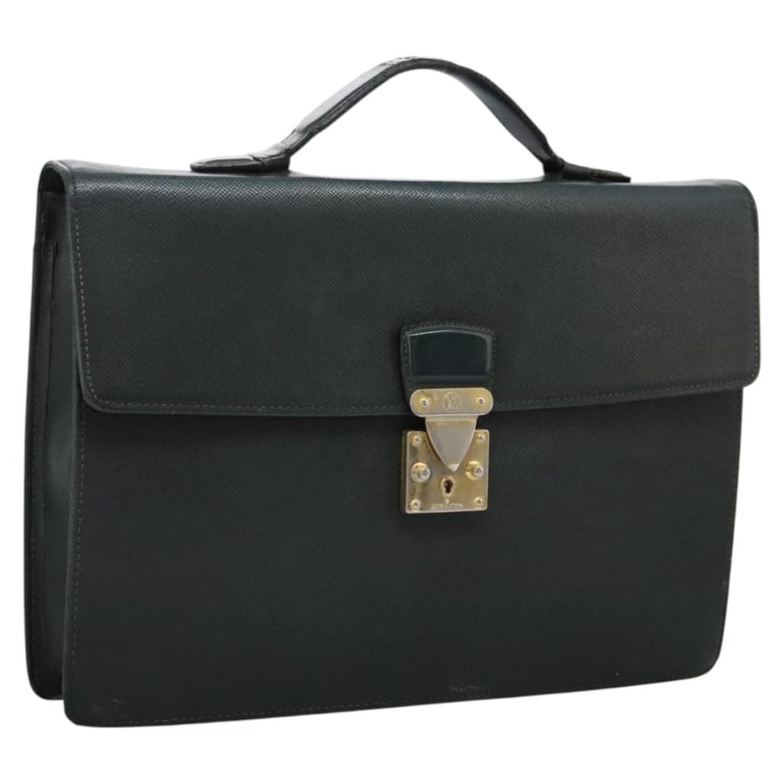 Taiga Leather Epicea Serviette Kourad Business Bag by Louis Vuitton M30074: Taiga Leather Epicea Serviette Kourad Business Bag by Louis Vuitton M30074 This Louis Vuitton Taiga Serviette Kourad business bag in Epicea green is crafted from Taiga leather and made in France. Desi