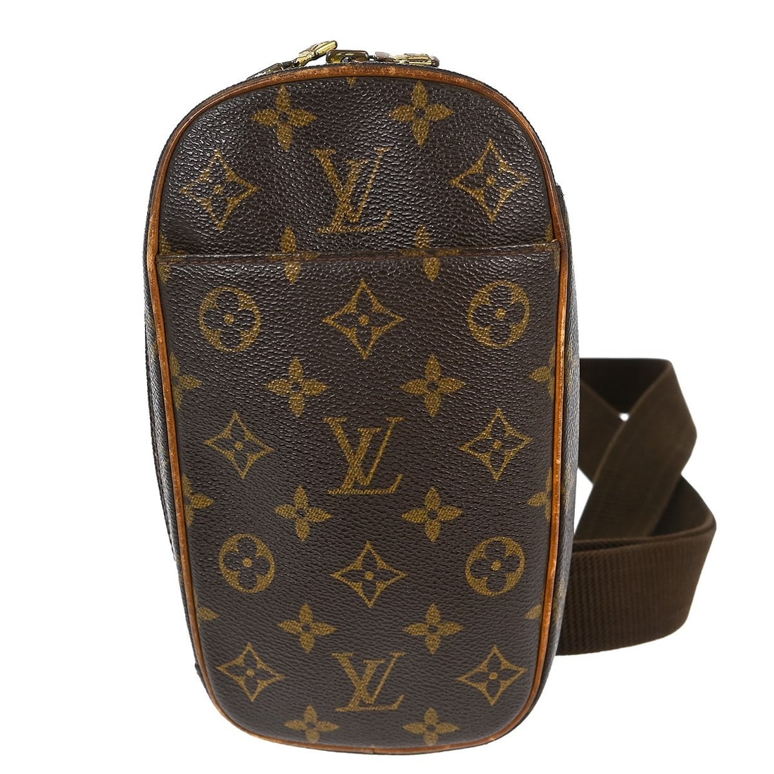 Louis Vuitton Monogram Canvas Pochette Gange Waist Bag M51870: Louis Vuitton Monogram Canvas Pochette Gange Waist Bag M51870 This Louis Vuitton Pochette Gange bum bag features the iconic Monogram canvas exterior and a brown shoulder strap. Designed for unisex adu