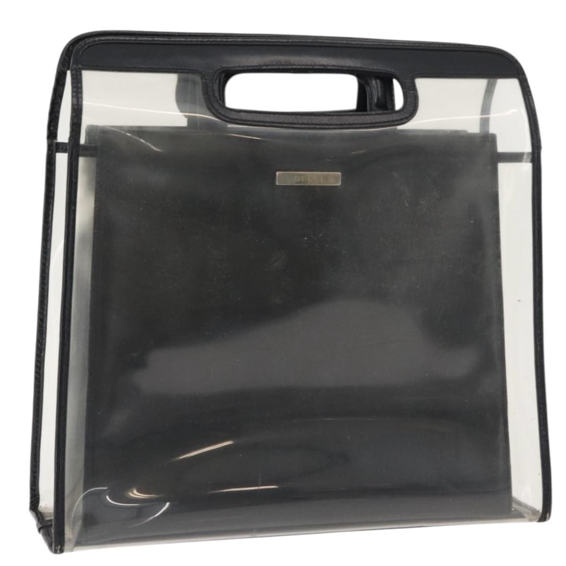 Gucci Vinyl Black Handbag 002 2058 0454 5 Italy: Gucci Vinyl Black Handbag 002 2058 0454 5 Italy This Gucci handbag is crafted from black vinyl and features a structured silhouette. The bag measures approximately 11.8 inches in height, 11.8 inches i