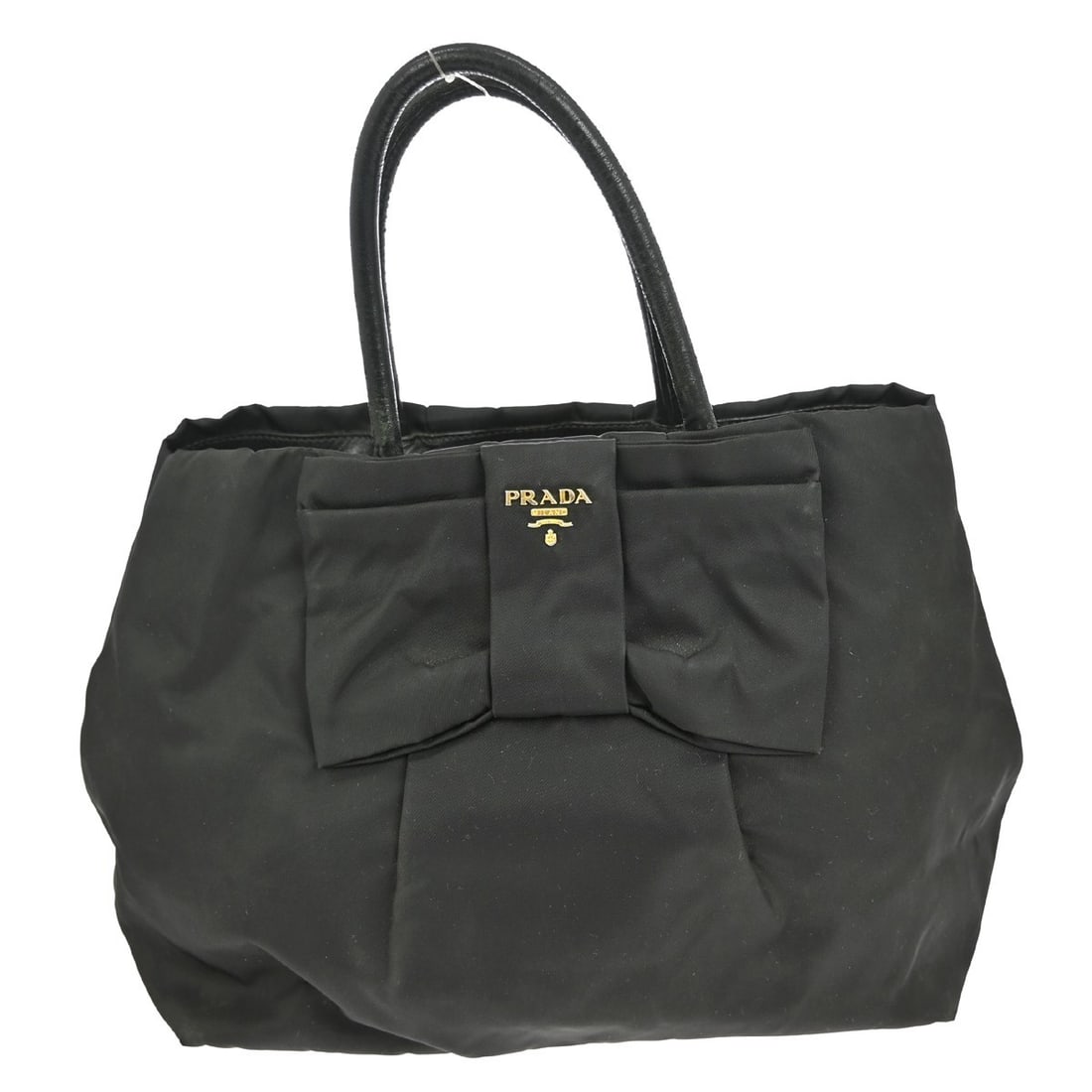 Prada Black Nylon Women Tote Bag Italy Leather Handles: Prada Black Nylon Women Tote Bag Italy Leather Handles This Prada black nylon tote handbag is designed for casual use and features a medium size with a structured silhouette. The exterior is crafted f