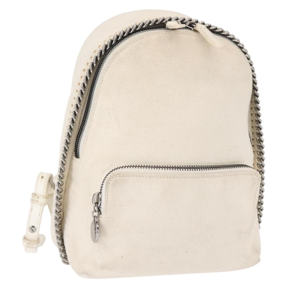 Stella MacCartney White Silver Falabella Backpack Auth 468908 Italy: Stella MacCartney White Silver Falabella Backpack Auth 468908 Italy This stylish Stella McCartney Falabella Backpack combines functionality with a chic aesthetic. Crafted from durable polyester, it fe