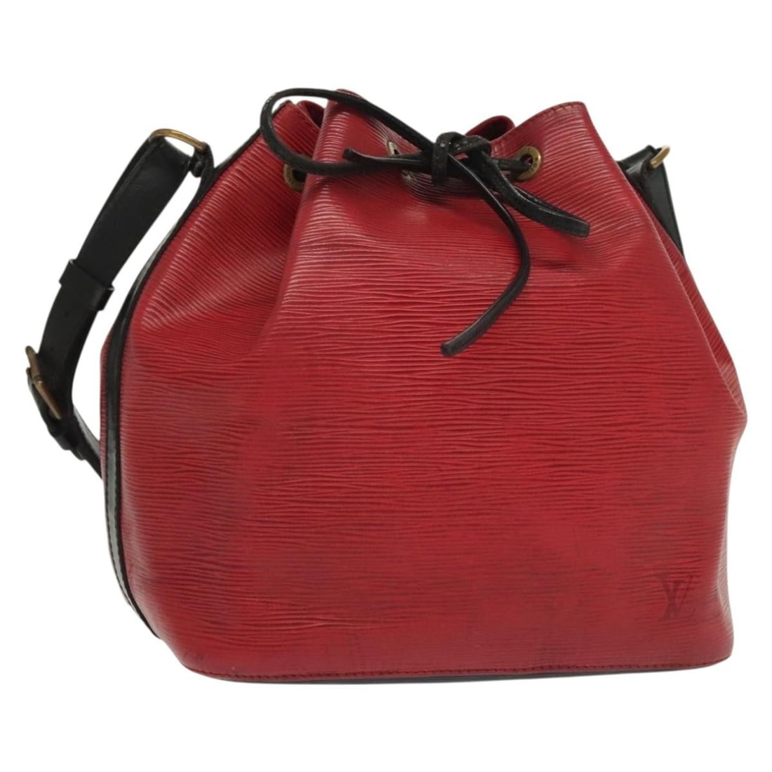 Louis Vuitton Epi Petit Noe BiColor Shoulder Bag Black Red M44017: Louis Vuitton Epi Petit Noe BiColor Shoulder Bag Black Red M44017 The LOUIS VUITTON Epi Petit Noe Bag is a stylish shoulder bag crafted from durable Epi leather, featuring a striking bi-color design i