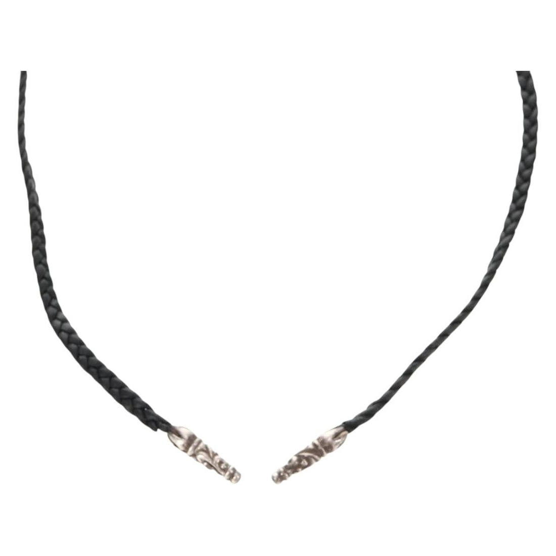 Chrome Hearts Scroll Razor Blade Necklace Black Ag925 Authentic 111cm: Chrome Hearts Scroll Razor Blade Necklace Black Ag925 Authentic 111cm Discover the striking Chrome Hearts Scroll Razor Blade Necklace, crafted from high-quality Ag925 silver with a sleek black finish.