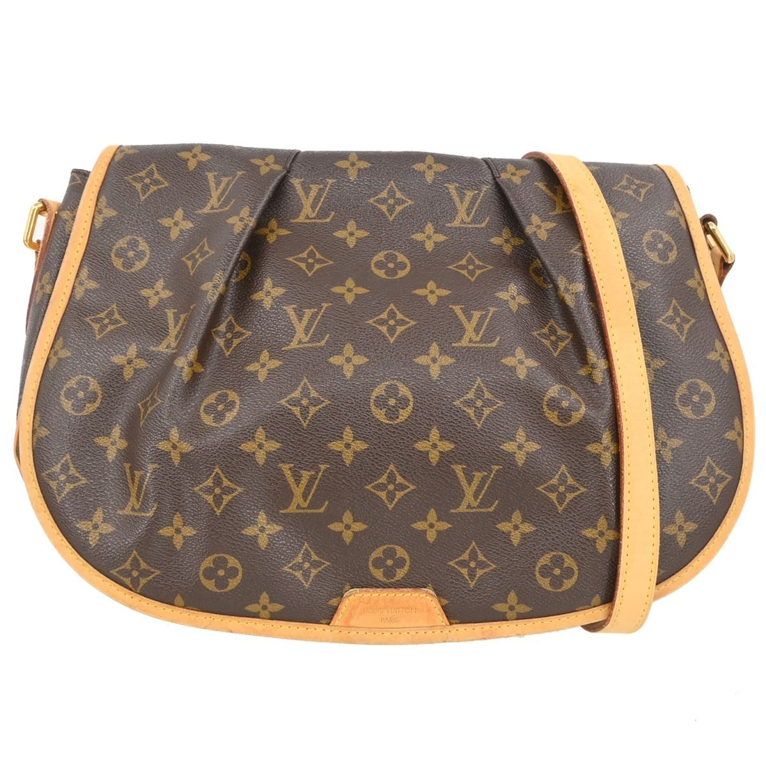 Louis Vuitton Menilmontant MM Monogram Canvas Messenger Shoulder Bag: Louis Vuitton Menilmontant MM Monogram Canvas Messenger Shoulder Bag This Louis Vuitton Menilmontant MM shoulder bag features the iconic monogram canvas leather exterior in brown with a large, casual 