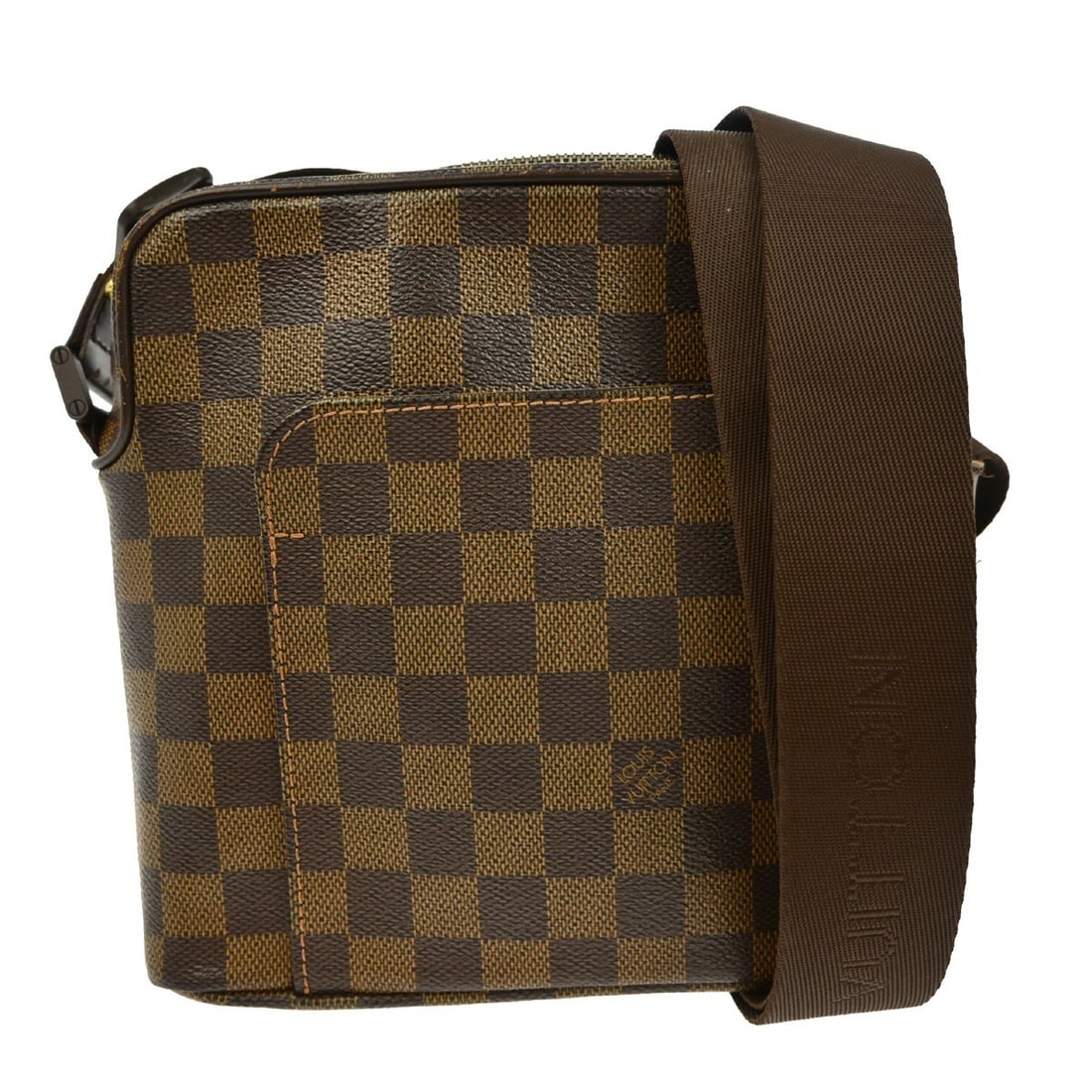 Brown Canvas Olav Bag by Louis Vuitton France: Brown Canvas Olav Bag by Louis Vuitton France The Louis Vuitton Olav Handbag features the signature Damier canvas in brown, designed for women. It has a compact and practical structure, with leather a