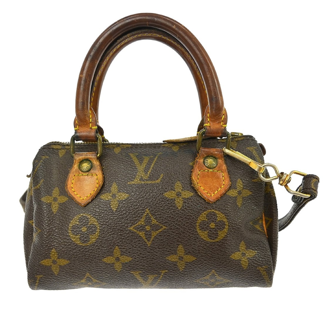 Louis Vuitton Mini Speedy Monogram Canvas Leather Handbag Brown France: Louis Vuitton Mini Speedy Monogram Canvas Leather Handbag Brown France This is a vintage Louis Vuitton Mini Speedy handbag crafted from signature monogram canvas leather. The bag features a zip closur