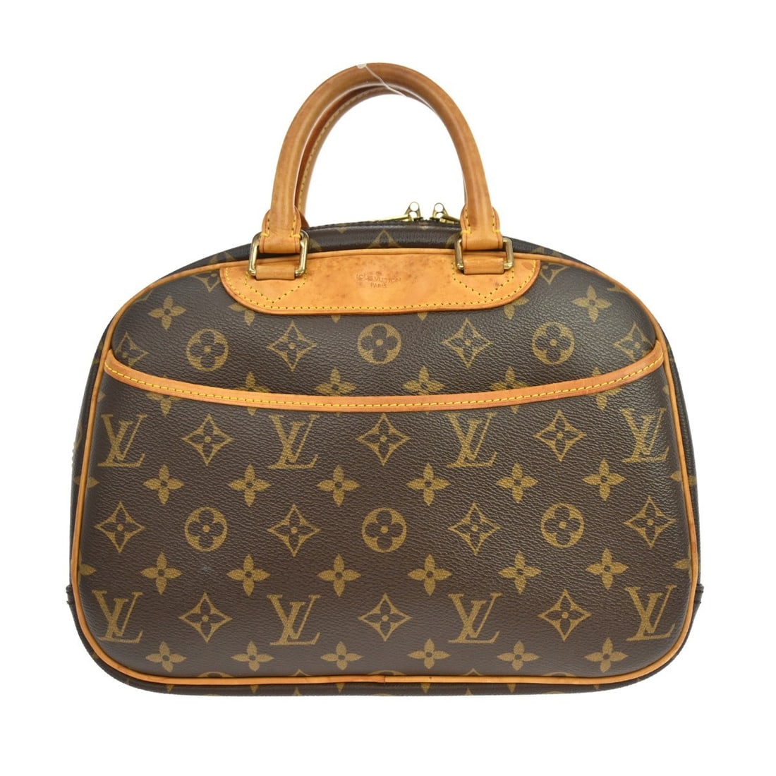 Louis Vuitton Trouville Monogram Canvas Leather Medium Handbag Brown: Louis Vuitton Trouville Monogram Canvas Leather Medium Handbag Brown This Louis Vuitton Trouville handbag features the iconic monogram canvas leather exterior with double brown handles and zip closure