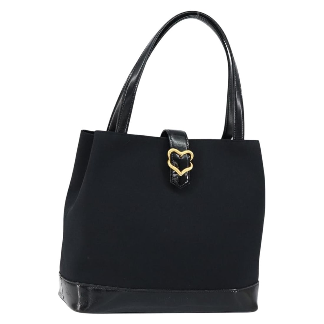 SAINT LAURENT Black Gold Nylon Hand Bag with Auth GH1164: SAINT LAURENT Black Gold Nylon Hand Bag with Auth GH1164 This stylish Saint Laurent hand bag combines functionality with a chic design. Crafted from durable nylon, it features a classic black and gold