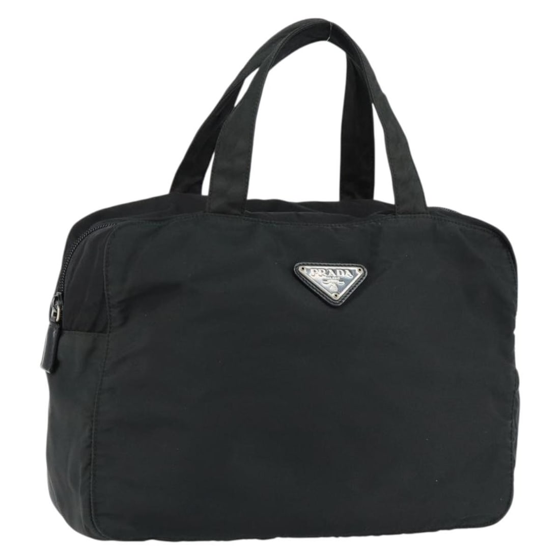 Prada black nylon women s handbag with guarantee card: Prada black nylon women s handbag with guarantee card This PRADA handbag is crafted from durable black nylon and features a classic design. Made in Italy, it offers a practical size with ample space f